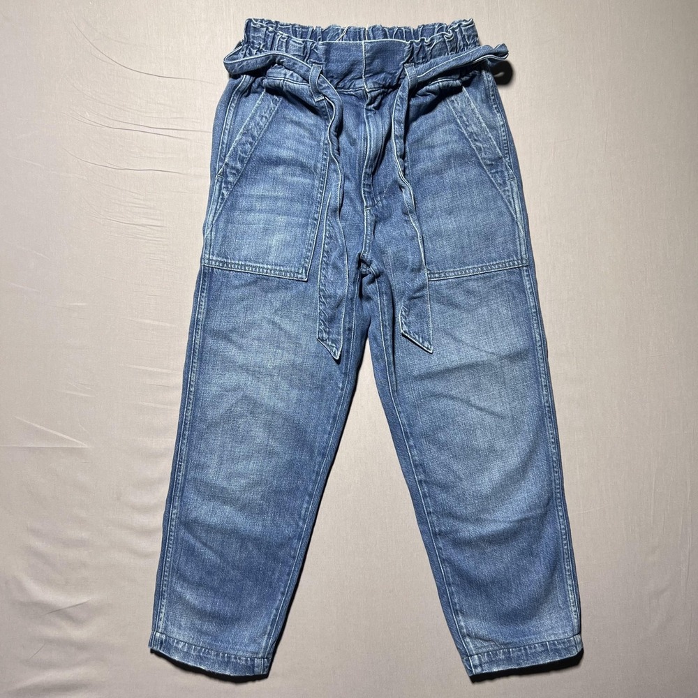 AMO Paperbag‎ Adored Pant Jeans Womens 24 Blue High Rise Denim Waist Made USA
